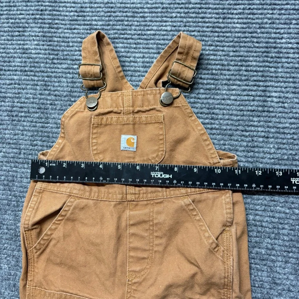 Carhartt Kids‎ 12M Duck Brown Canvas Bib Overalls OX8609-B Double Knee Snaps